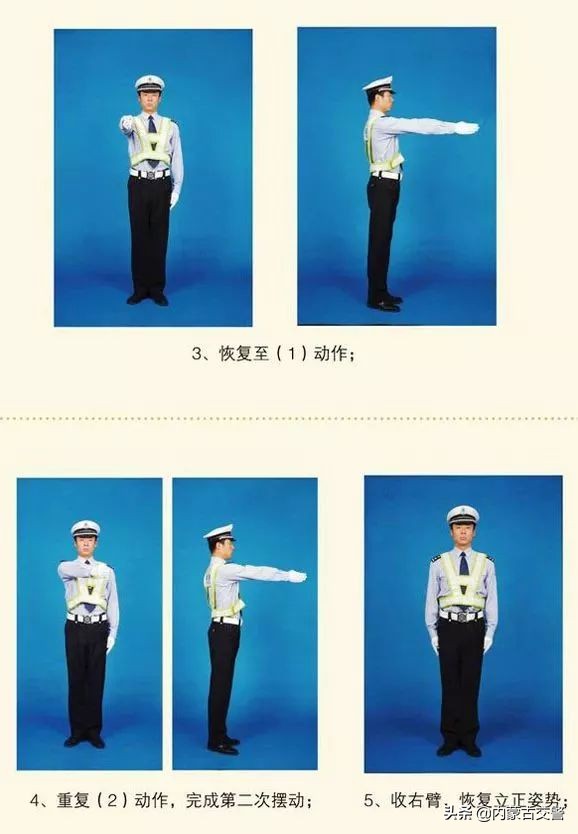 交警手势信号图解路上必备,交警手势一看就懂的小技巧