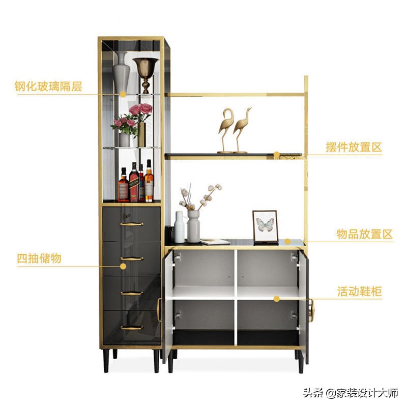 简单大气实用客厅鞋柜屏风,屏风带鞋柜效果图大全2023款