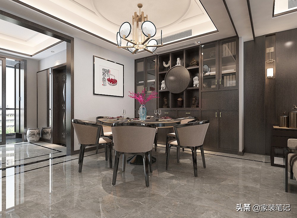 中式古典客厅阳台一体效果图,阳台装修设计中式设计