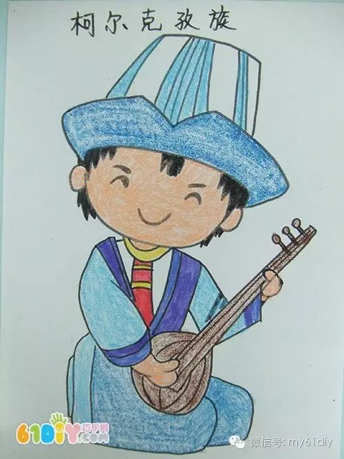 彩色少数民族儿童简笔画图片大全,五十六个民族简笔画卡通