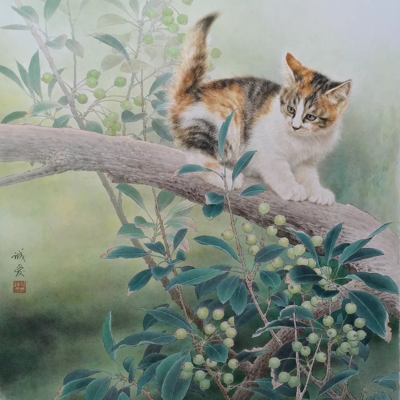 邢诚爱工笔画猫的图片,邢诚爱工笔画猫兔子高清大图