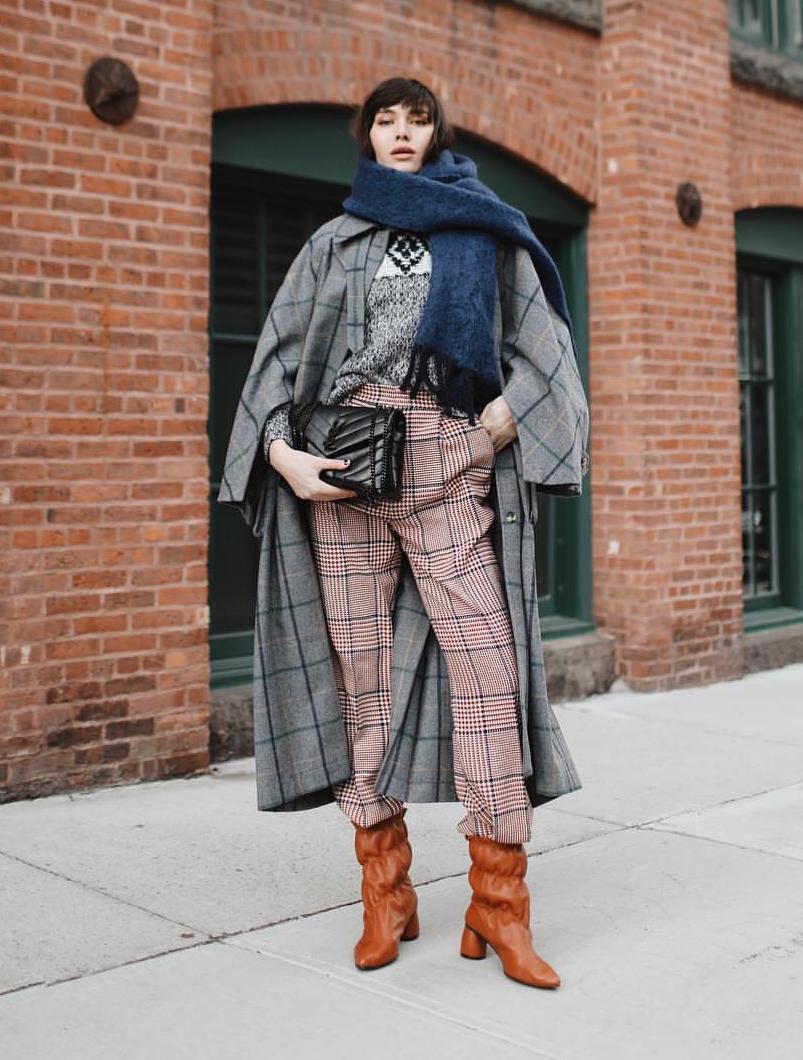 墨绿色格纹大衣怎样搭配好看,短款格纹毛呢大衣的搭配方法