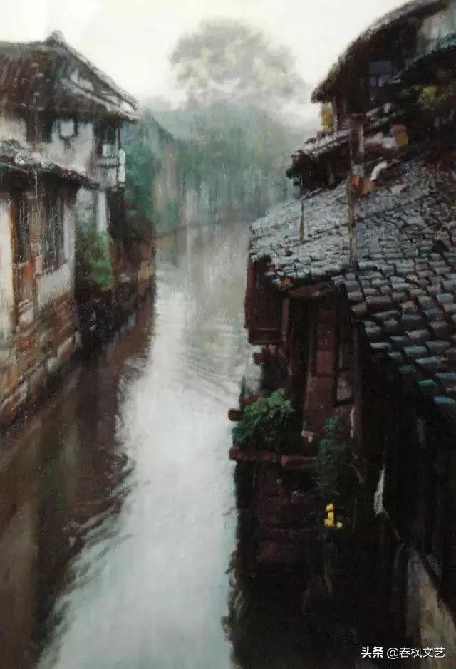 陈逸飞水乡风景图,陈逸飞水乡水墨画