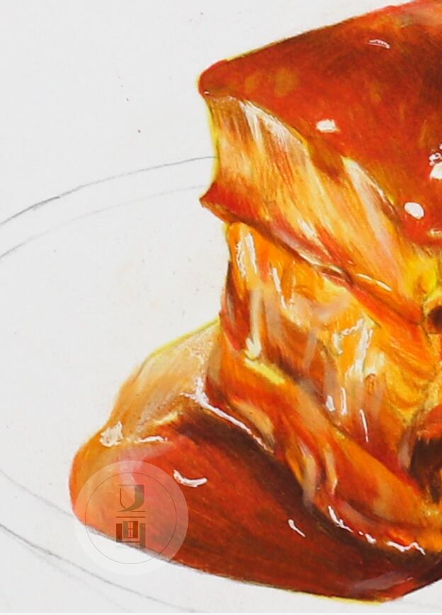 东坡肉绘画马克笔上色教程,彩铅东坡肉2代