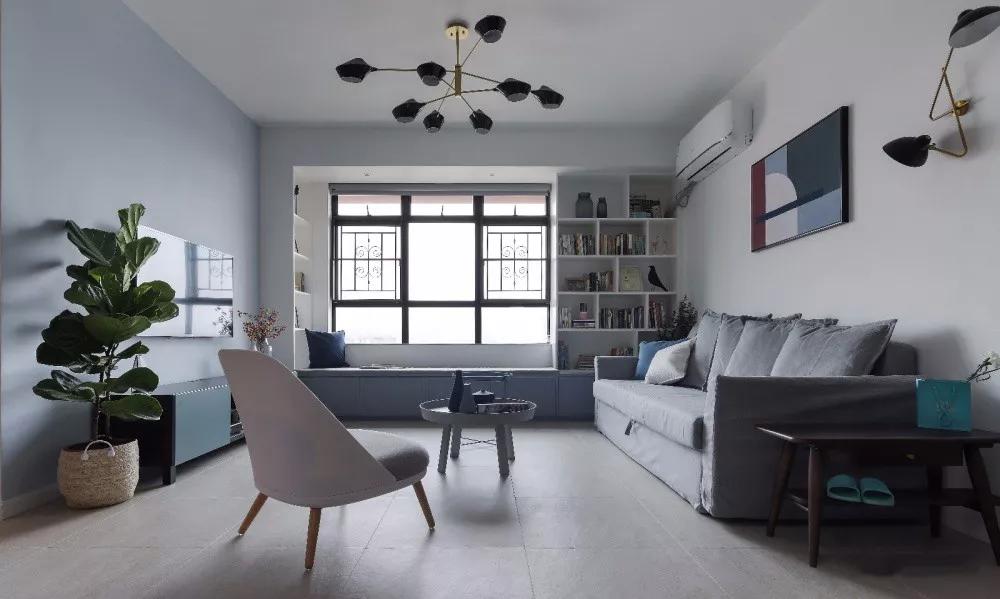 客厅地砖简约铺贴图,客厅维纳斯灰地砖效果图