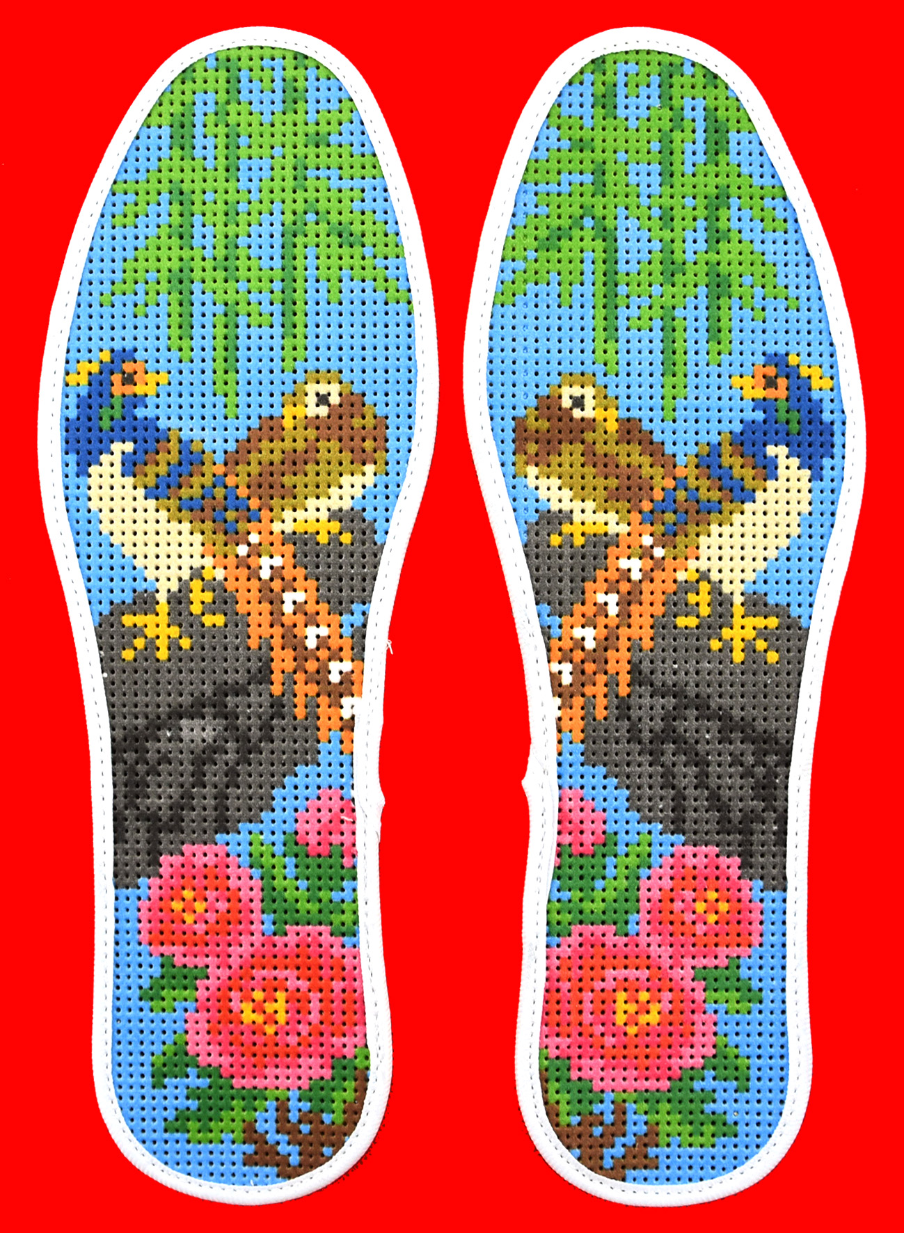 陕北鞋垫传统纹样图案,阶梯形的鞋垫花纹图案