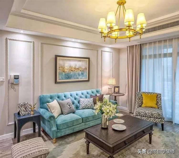 餐厅和客厅的美式隔断效果图,3房2厅带隔断装修风格