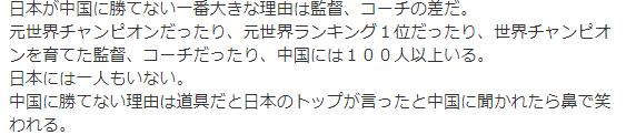 日本网友：中日乒乓球差距主要在教练！拿器材说事会被中国人耻笑