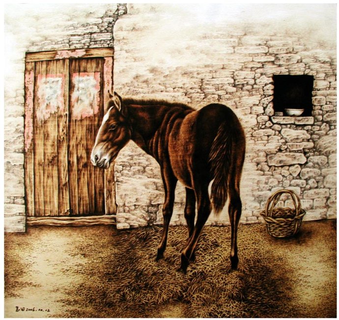 田玉田烙画动物作品欣赏,田玉田烙画多少钱