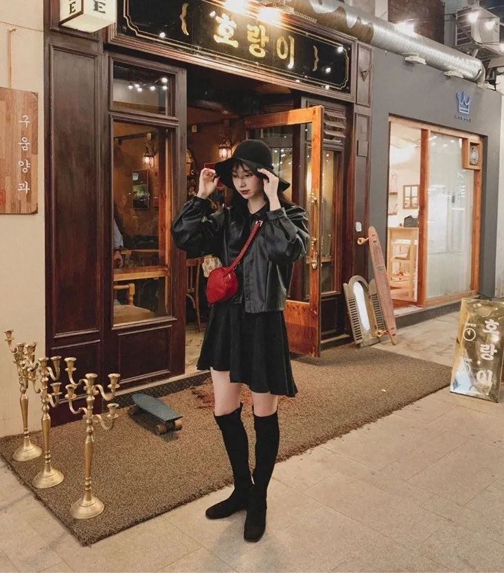 马丁靴冬天裤子,马丁靴长筒秋冬过膝搭配示范