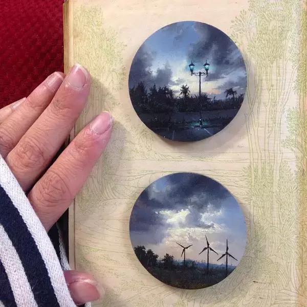 去艺术馆旅游回来画一幅画,油画风景随身带