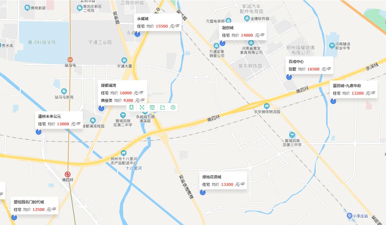 管城片区区位价值划分,管城区核心板块