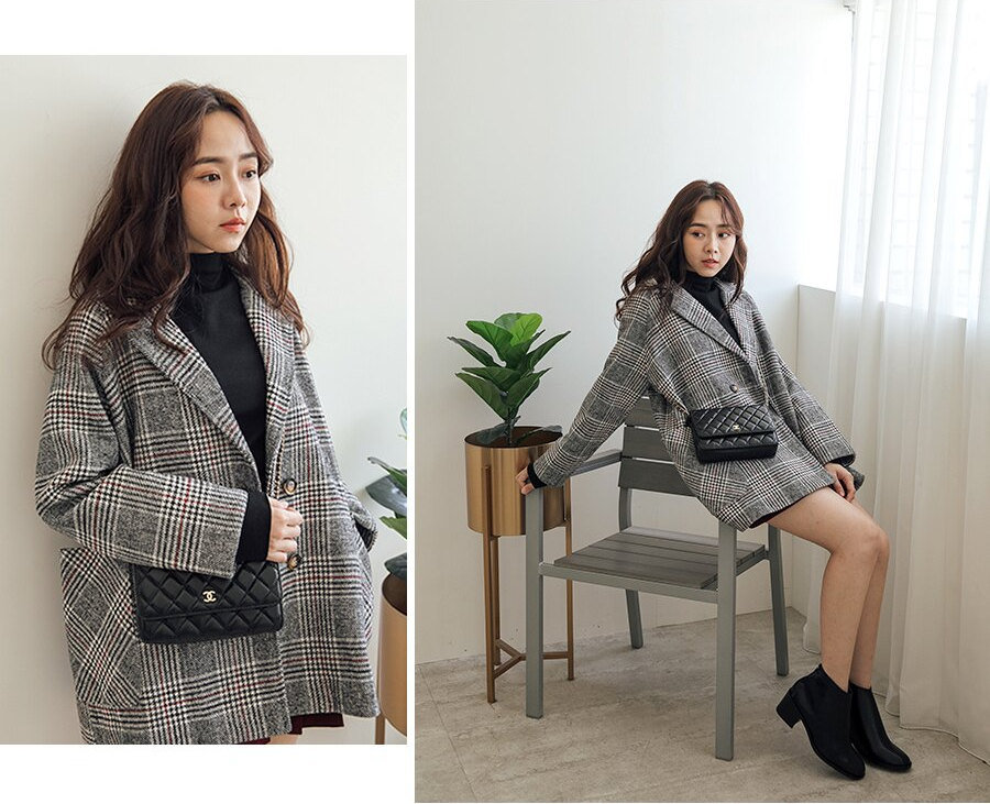 秋冬中长款格子大衣推荐,冬季时尚显瘦格子大衣
