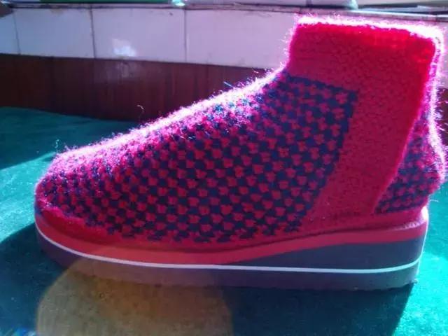 保暖实用的中青年人冬季高腰毛线鞋编织，附详细图解教程