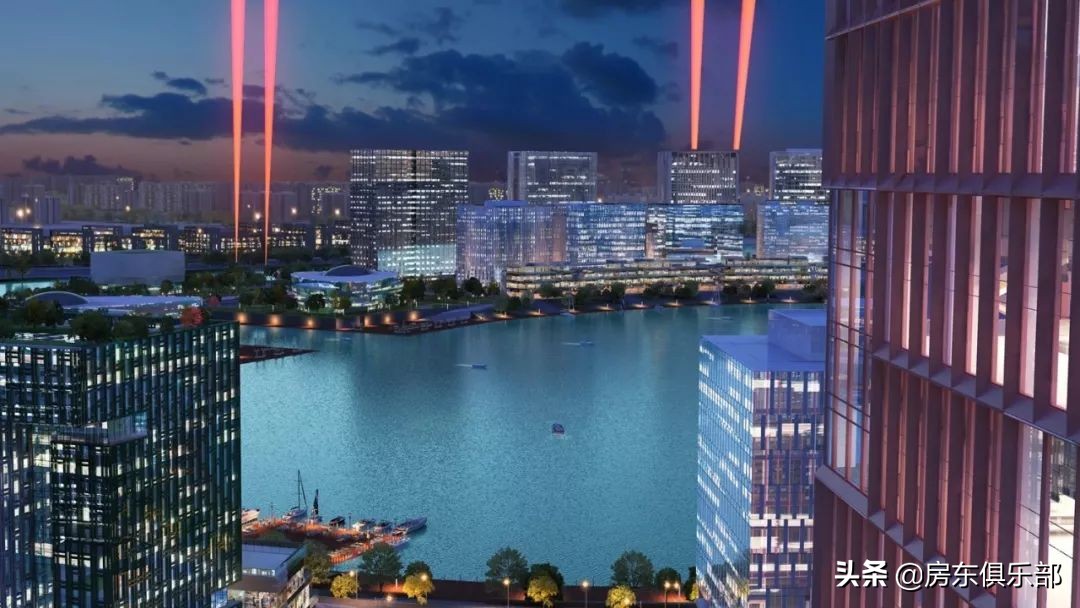 夜幕下的北龙湖金融岛,北龙湖金融岛为啥非要修成圆的
