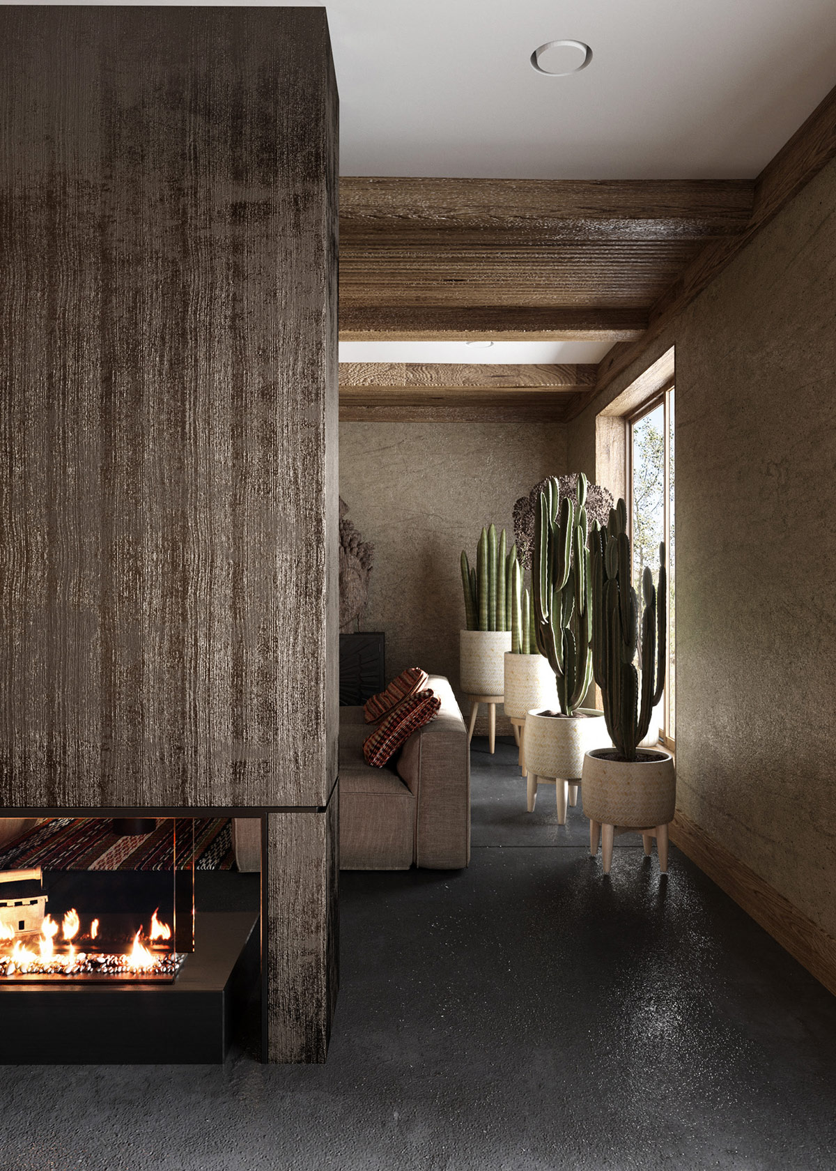 侘寂风屋顶原木设计,原木侘寂风住宅设计