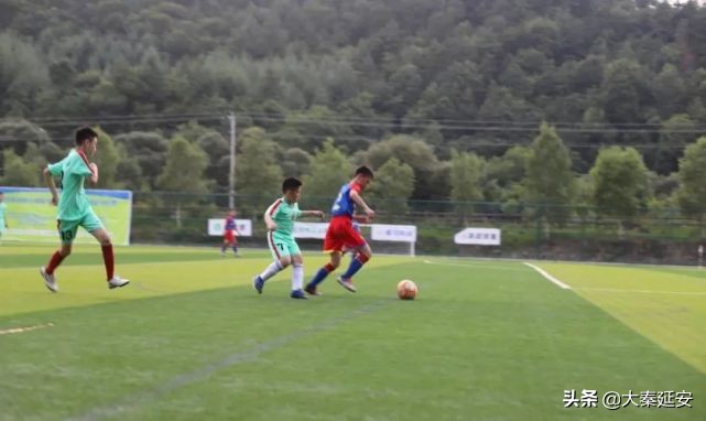 炎炎夏日足球少年挥汗逐梦绿茵场,绿茵场上挥汗如雨足球少年