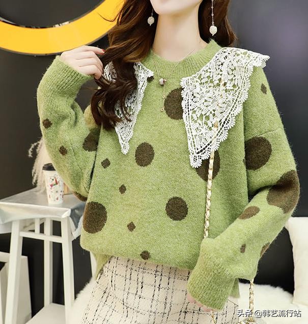 新款韩系秋冬针织毛衣,韩系软糯感浅蓝色针织毛衣
