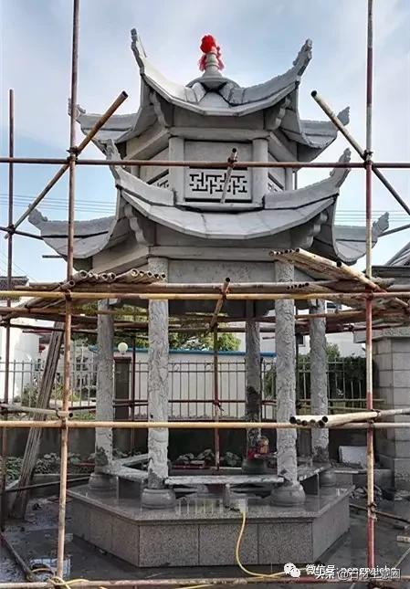 青石造亭镇宅造景;暨青石凉亭建造过程