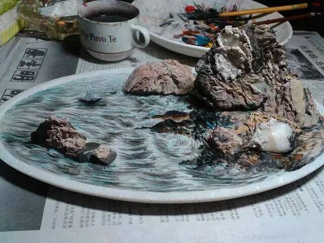 灵璧石小型盆景,灵璧石摆件纯天然观赏石