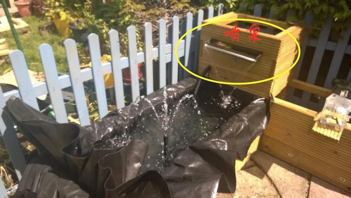 大露台花池卡座带鱼池效果图,设计庭院观赏小鱼池的过程