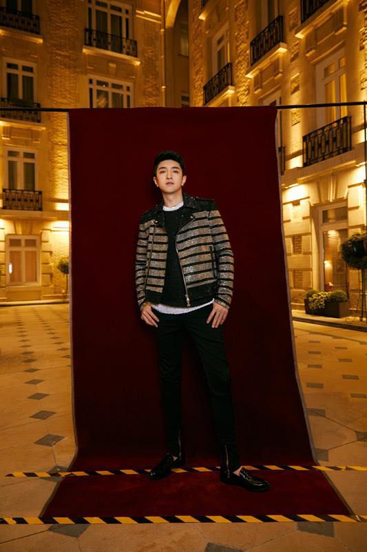 金瀚高领牛仔套装,金瀚休闲穿搭帅气型男范