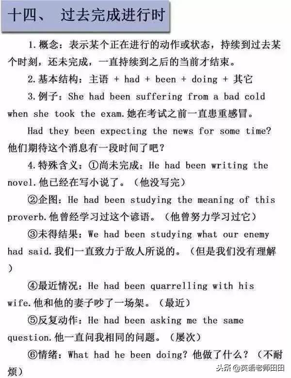 英语16种时态和语态一览表,英语语法的16种时态