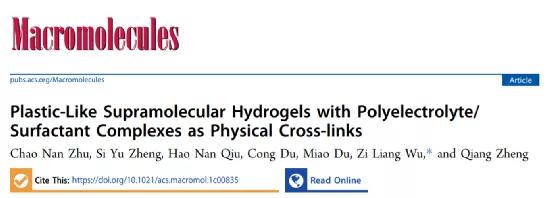 《大分子》似塑料的超分子水凝胶！聚电解质/表面活性剂物理交联