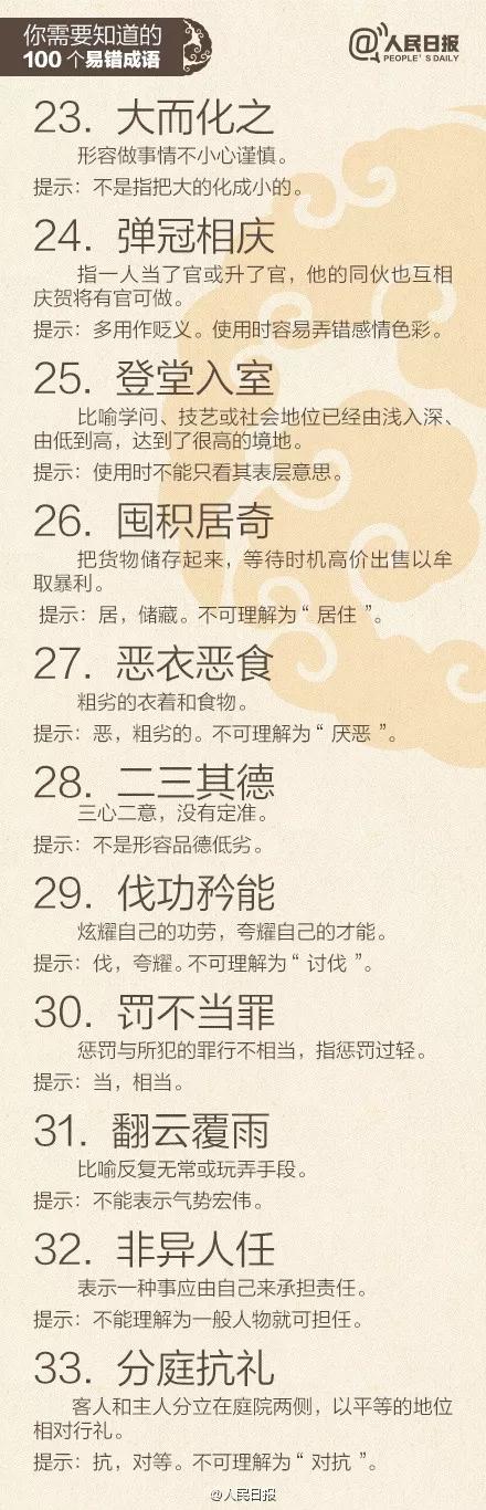 人民日报100个易错字,人民日报易错成语