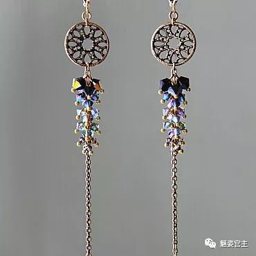 施华洛世奇水晶和珠子打造闪亮弹簧吊坠手链，附制作图解教程