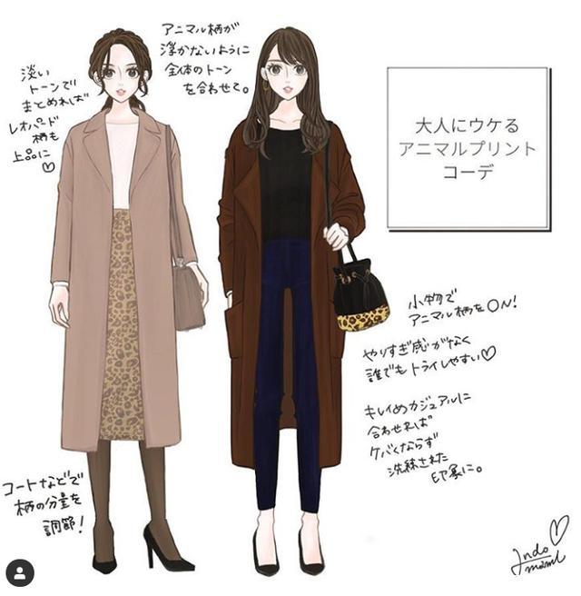 日本穿搭ins时尚博主手绘,日系穿衣搭配手绘风