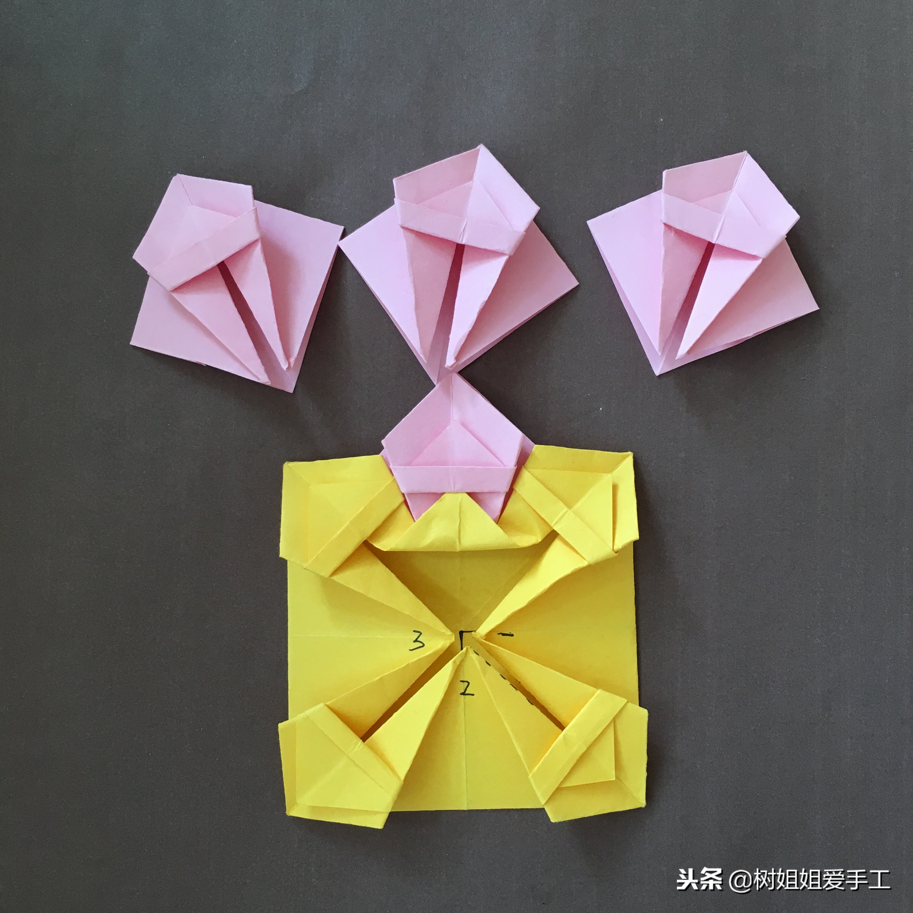 八角花篮手工制作折纸,八角小花篮折法