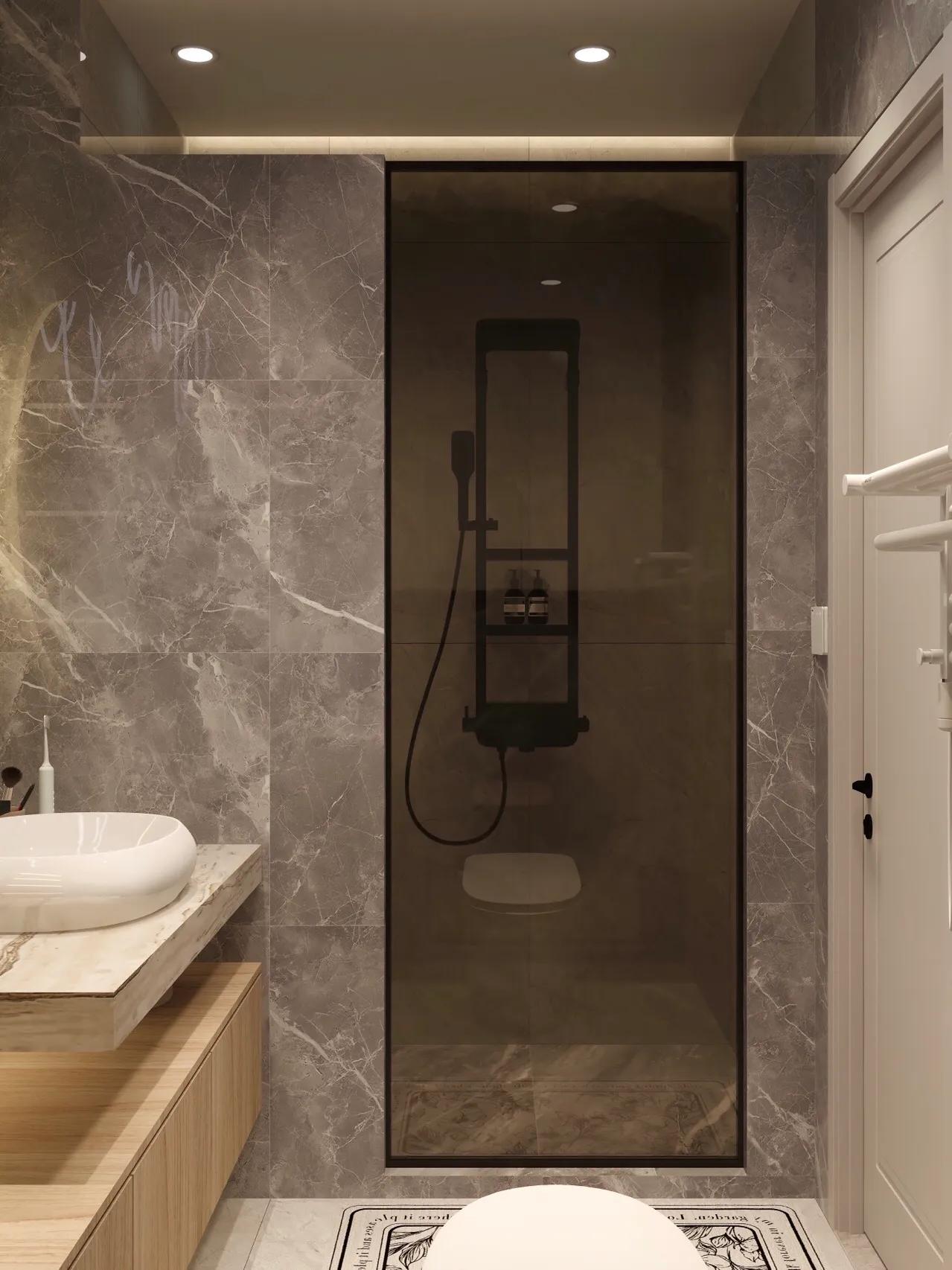 洗手间瓷砖效果图轻奢,浴室瓷砖高级搭配