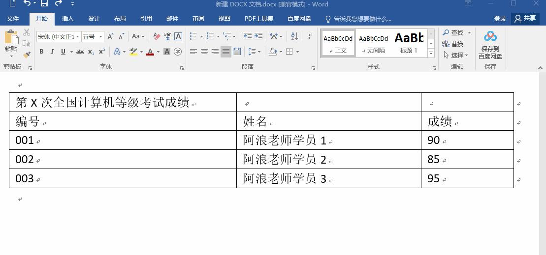 全国计算机一级Word考点:表格框线、行间框线、底纹、套用样式