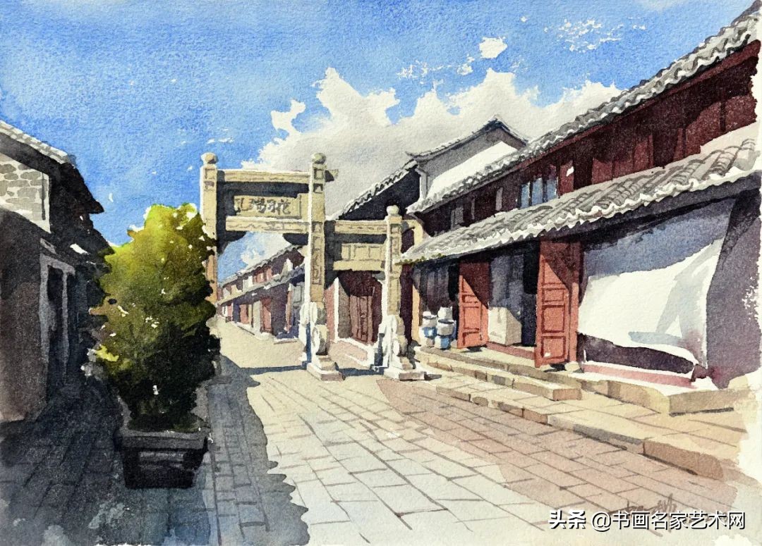 杨柳水彩画教程,关于杨柳的水彩画画作品