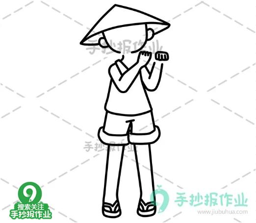 清明时节简笔画原创教程步骤,简笔画清明节牧童的画法