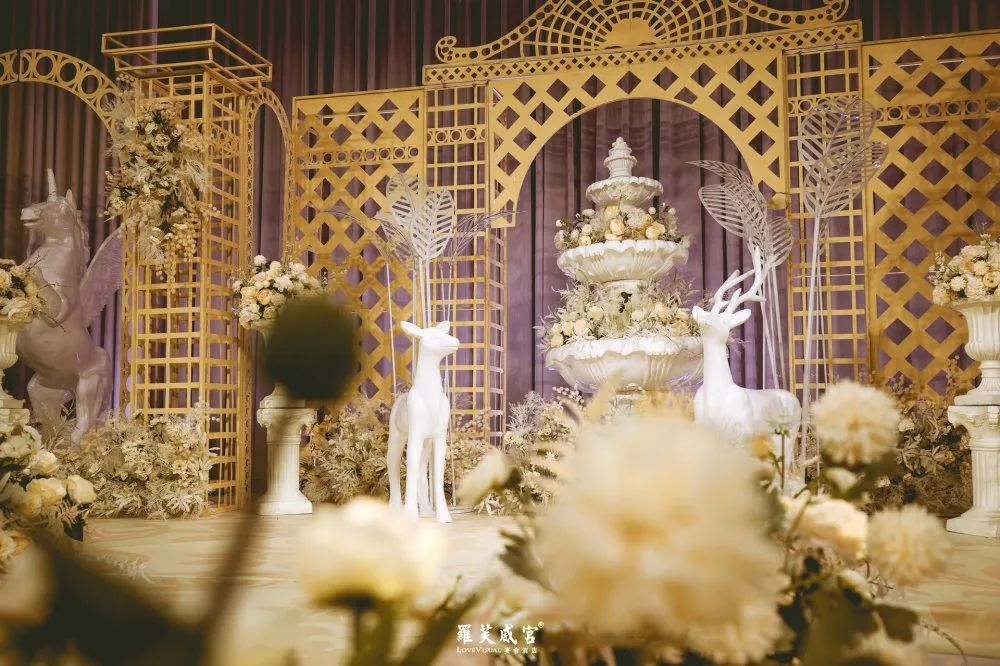 香槟金法式婚礼,香槟金韩式简约婚礼