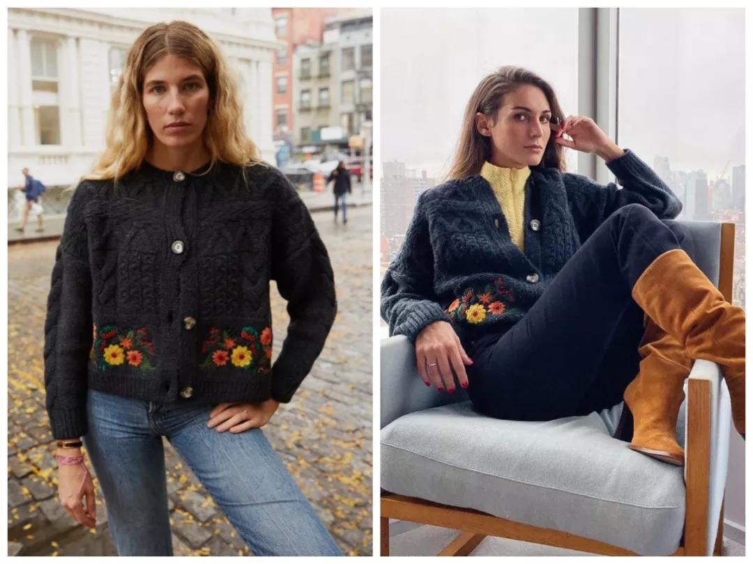 刘雯拉链毛衣哪个牌子好看,刘雯穿的熊图案毛衣