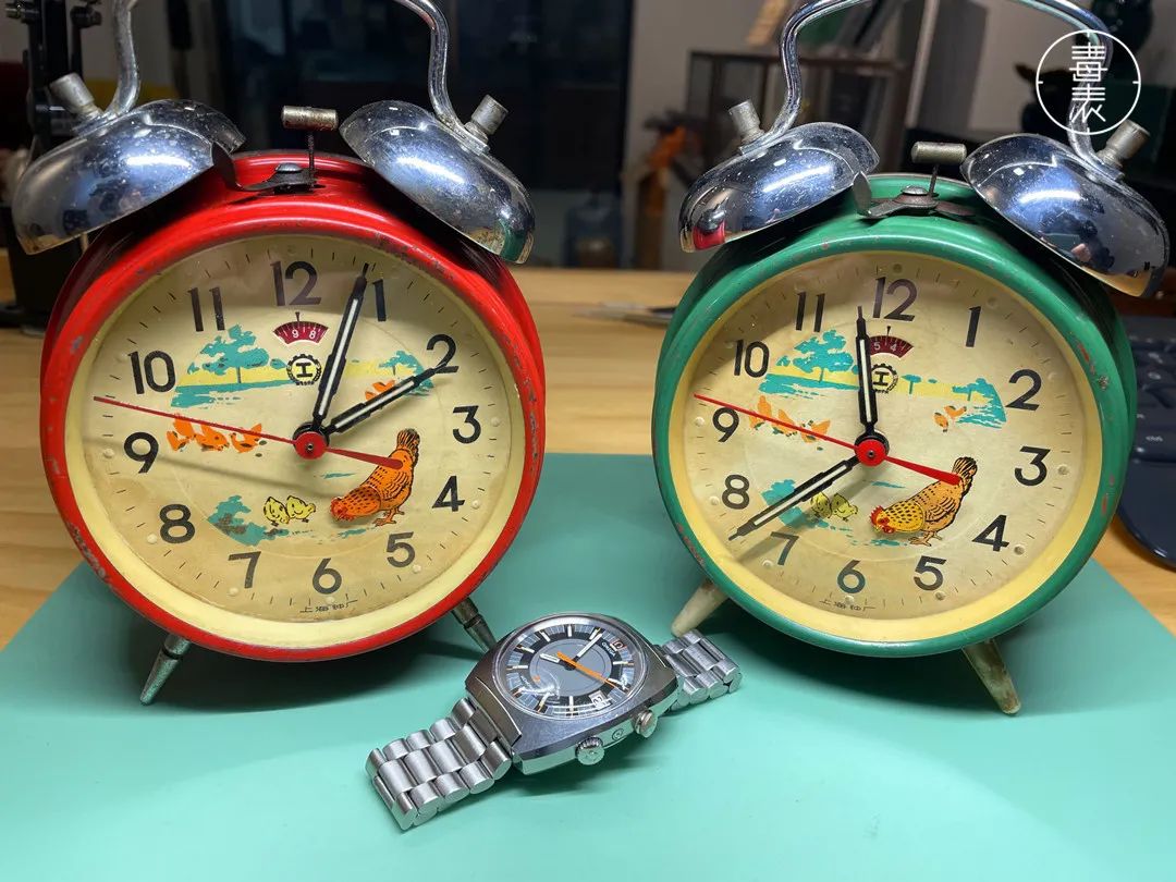 omega纯铜带钻钟表,闹铃手表机械表