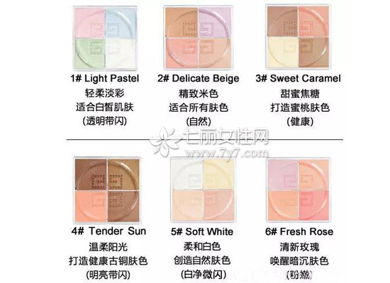 givenchy纪梵希明星四宫格散粉1号色,纪梵希的四宫格散粉怎么选择色号