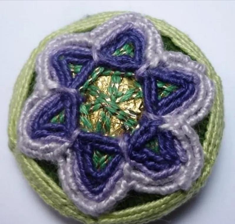 一个圆周边加一点装饰,用彩线做简单的小装饰