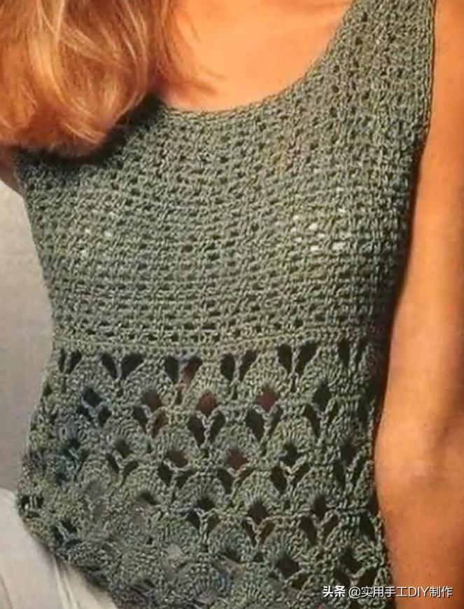 钩针蕾丝背心,针织背心手织花形图案