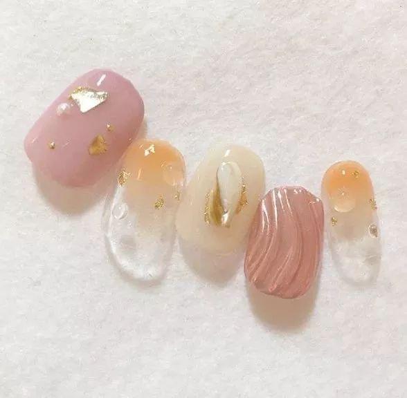 可盐可甜的美甲图片,手残党学的会的水波纹美甲教程