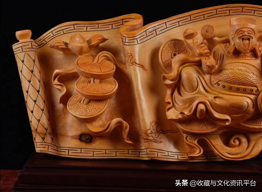 财神爷佛像崖柏正规版,太行崖柏陈化料摆件