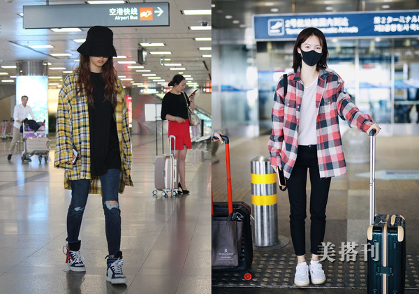 格子控女,格子控女生衬衫