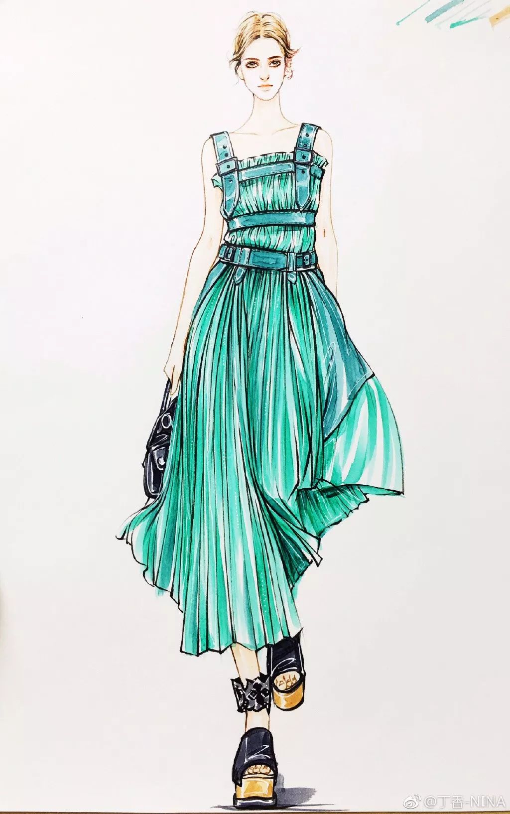 礼服怎么画好看仙气用彩铅,马克笔和彩铅裙子上色教程