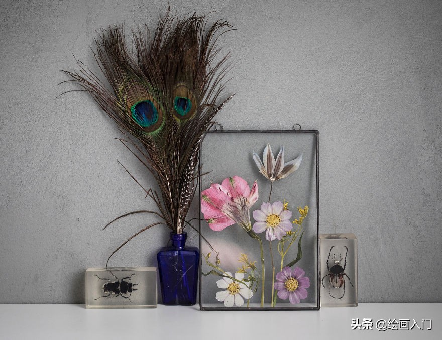 墙壁仿真花装饰创意,玻璃鲜花