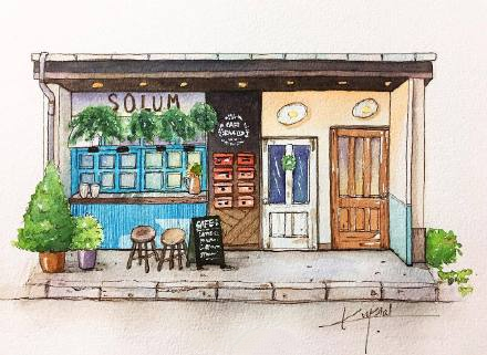 水彩森系小清新插画甜品,手绘治愈系甜品插画