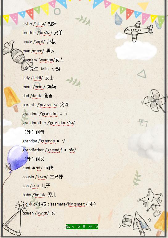 冀教版小学英语单词汇总带音标的,小学英语常用单词音标朗读