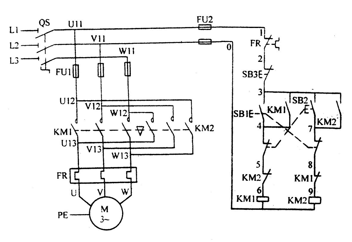 星三角正反转实物图接法,星三角正反转电路图